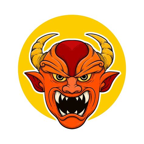 the traditional japanese demon oni mask illustration 35300708 Vector ...