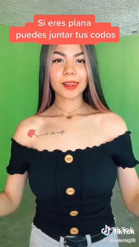 Tiktok User Valeriagt8 Squeezing Her Clothed Boobs Together With Her Arms Showing Then Hiding