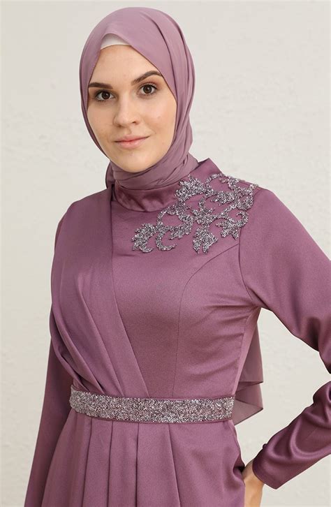 Violet Hijab Evening Dress 4947 06 Sefamerve