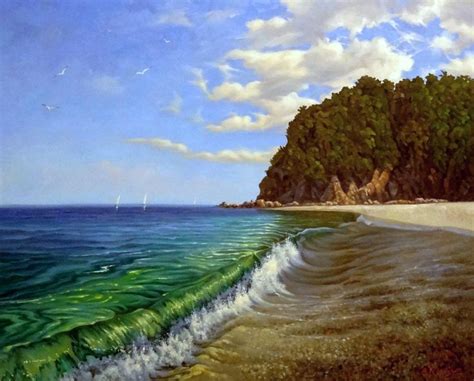 Seascape Art Original Oil Painting On Canvas Realism Fine Art