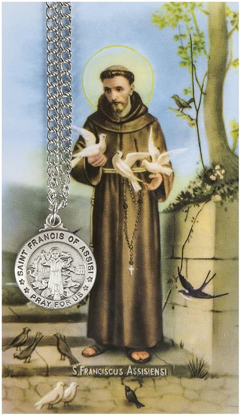 St Francis Of Assisi 3 4 Inch Pewter Medal Pendant With Prayer Card Pendant