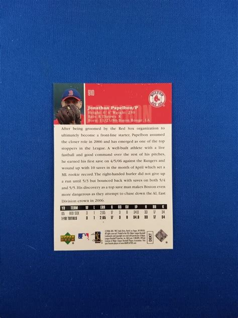 Upper Deck Jonathan Papelbon Rc Rookie Foil Parallel Sp