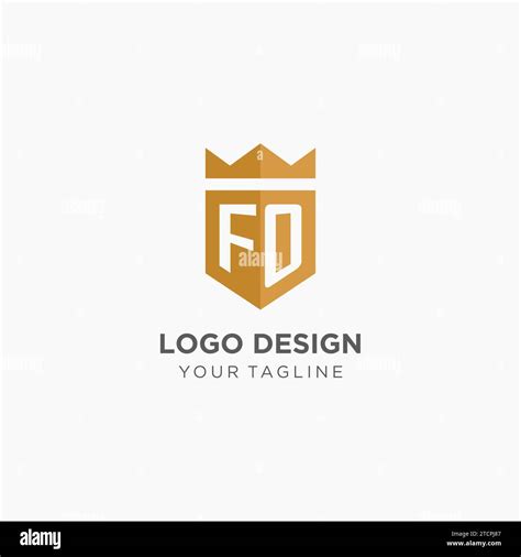 Monogram Fo Logo With Geometric Shield And Crown Luxury Elegant