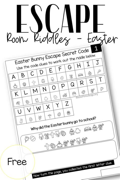 Printable Escape Room Puzzles Free Alphabet Easter Bunny Theme