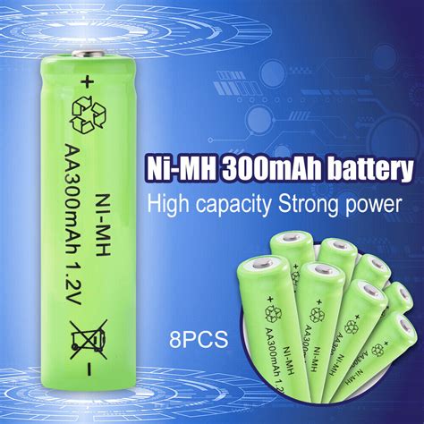 8x Ni MH AA Rechargeable Battery 1 2V 300mAh High Power For Solar Light