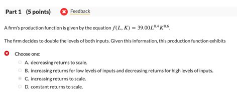 Solved Part 1 5 Points X Feedback Afirm S Production Chegg