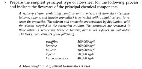 Solved 7 Prepare The Simplest Principal Type Of Flowsheet For The