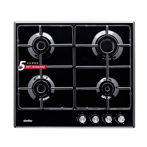 Газовая варочная панель Simfer H60V40B470 60 см 4 конфорки цвет черный ...
