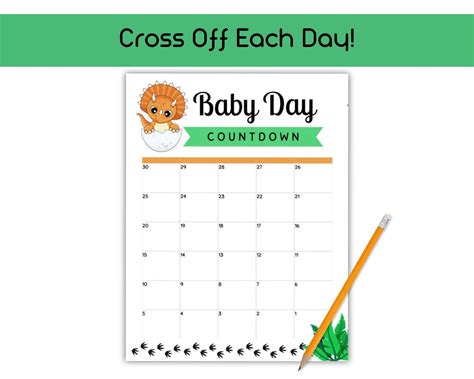 Dinosaur Themed Baby Countdown Calendar, Baby Arrival Countdown
