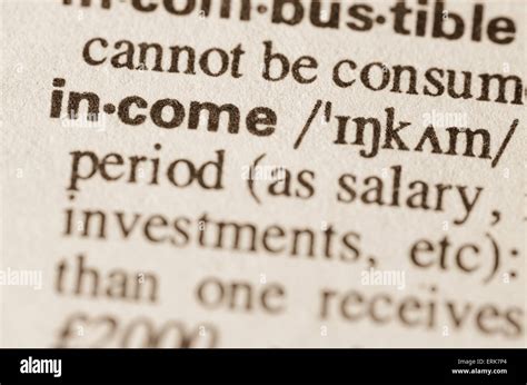 definition  word income  dictionary stock photo alamy