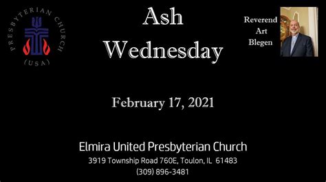 Ash Wednesday From Elmira Church February Youtube