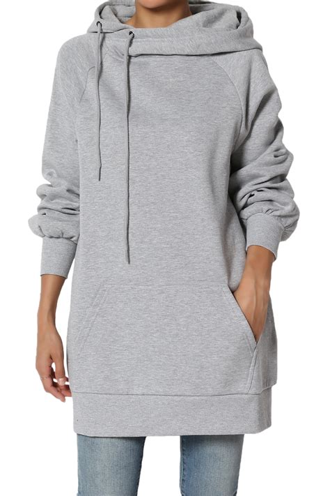 Themogan Womens S3x Drawstring Fleece Relaxed Hooded Pullover Tunic