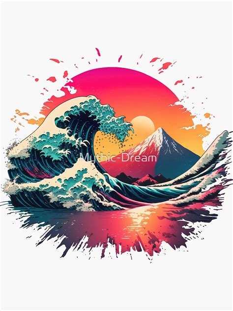 Sunset Homage To The Great Wave Off Kanagawa Sticker For Sale By