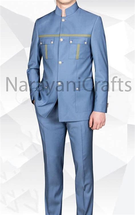 Handmade New Designer Stylish Blue Color Safari Suit For Groom Etsy