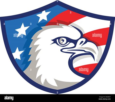 Bald Eagle Head Usa Flag Shield Retro Stock Vector Image And Art Alamy