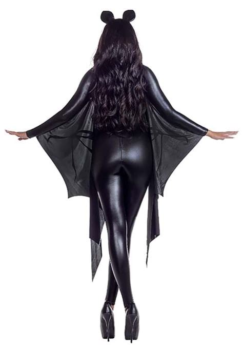 Sexy Womens Skeleton Bat Jumpsuit Costume With Attached Wings Bat