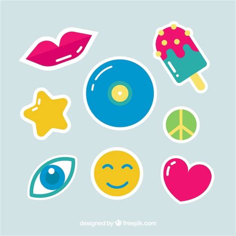 Free Vector | Lovely stickers with fun style