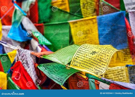 Buddhist Prayer Flags Lungta With Prayers Ladakh Stock Photo Image