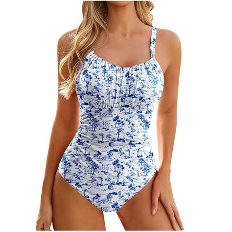 DISKEBUISS Swimming Suits For Women Padded Backless Plus Size Print Summer Bikini Beach Swimsuit