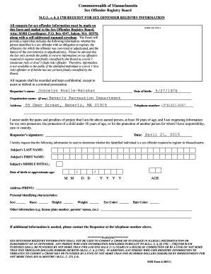 Fillable Online 6 178I REQUEST FOR SEX OFFENDER REGISTRY INFORMATION Fax Email Print PdfFiller
