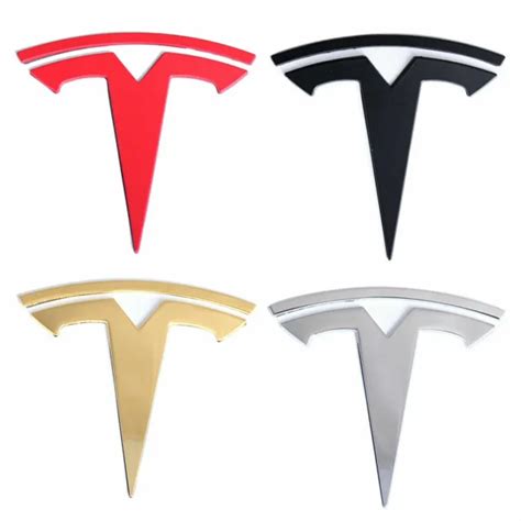 T LOGO EMBLEM Tesla Car Front Grille Hood Rear Trunk Badge For Tesla