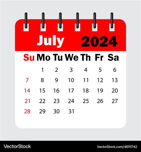 July 2024 Calendar Clipart Dody Nadine