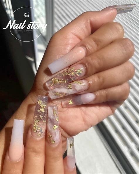 Best Nude Nails With Gold Flakes Designs Nail Designs Daily