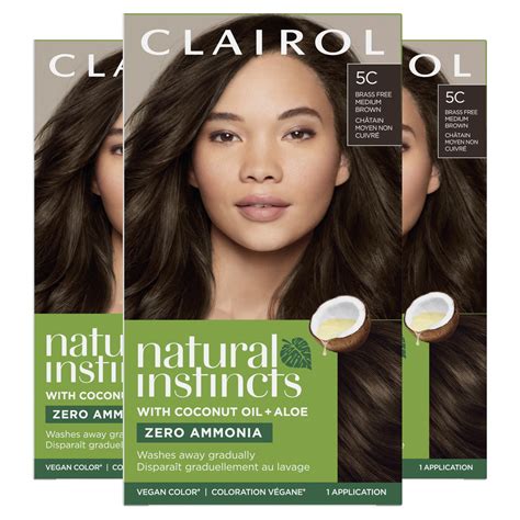 Buy Clairol Natural Instincts Demi Permanent Hair Dye 5c Brass Free Medium Brown Hair Color