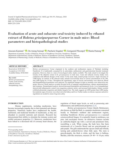 Pdf Evaluation Of Acute And Subacute Oral Toxicity Induced By Ethanol