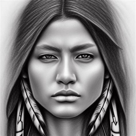 Realistic Drawing Of Native American Female Creative Fabrica