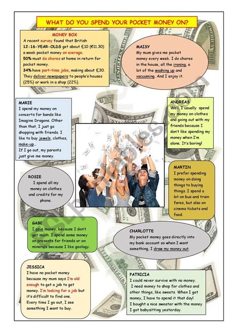 Teenagers And Pocket Money ESL Worksheet By PREZEAU Money