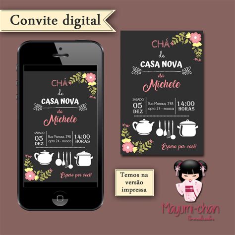 Convite Digital Chá de Casa Nova no Elo7 Mayumi chan Personalizados