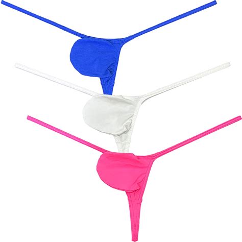 Botmois Men S Cotton Thongs Cheeky Bikini Tangas Elastic G Stings Underwear Ultrathin Mini