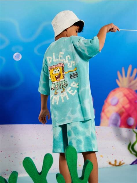 Koszulka SpongeBob Kolor Green Spruce SINSAY 126AM 75X