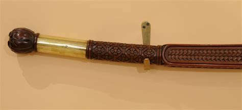 Carved Tiller With Exceptional Thematic Carvings Inventory Tiller