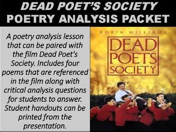 Dead Poet's Society Poetry Analysis by Mz S English Teacher | TpT