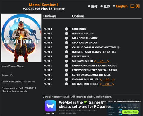 Mortal Kombat 1 Trainer +13 v2024.03.11 FLiNG - GAME TRAINER download ...