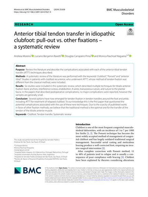 Pdf Anterior Tibial Tendon Transfer In Idiopathic Clubfoot Pull Out Vs Other Fixations A