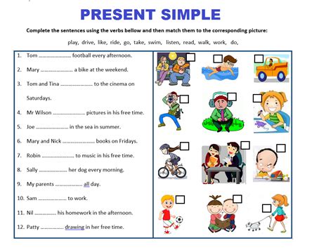 Present Simple Tense English Worksheets For Kindergarten Verb