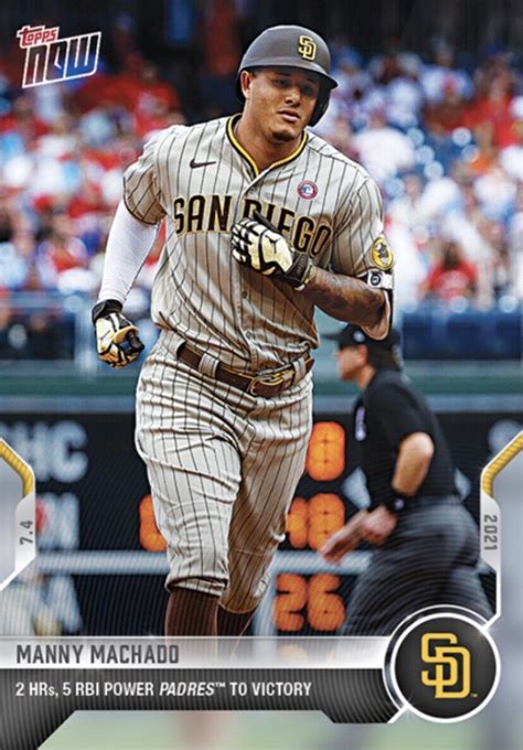 2021 Topps Now Card San Diego Padres Manny Machado 458 2 Hrs 5 Rbis In