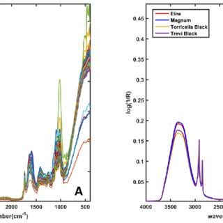 Ft Ir Spectra Plot A Spectra Of All The Analyzed Samples Plot B