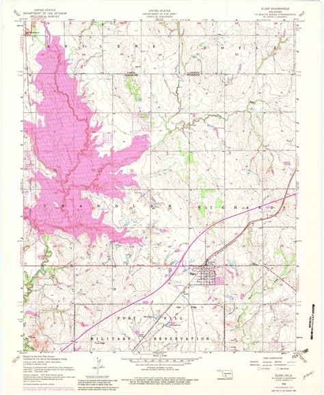 Classic USGS Elgin Oklahoma 7.5'x7.5' Topo Map – MyTopo Map Store