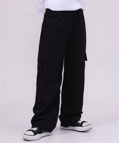 Musinsa Np Studio Nylon String Wide Cargo Pants Black