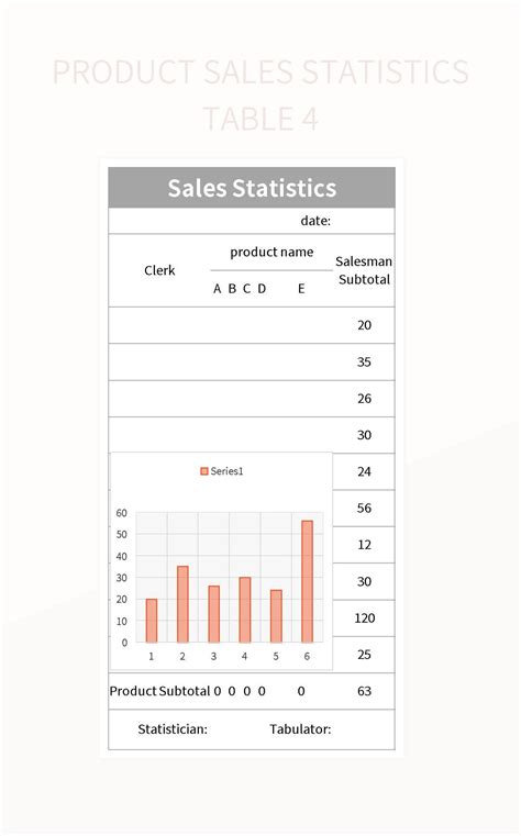 Free Product Sales Year Statistical Table Excel Sales Table Templates