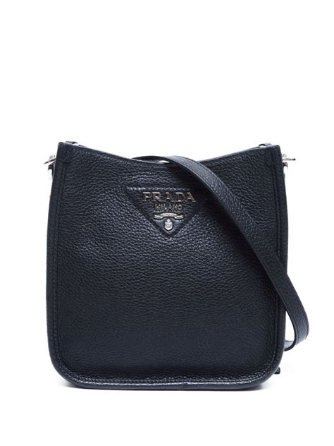 Prada Pre Owned Logo Lettering Leather Shoulder Bag Black Farfetch