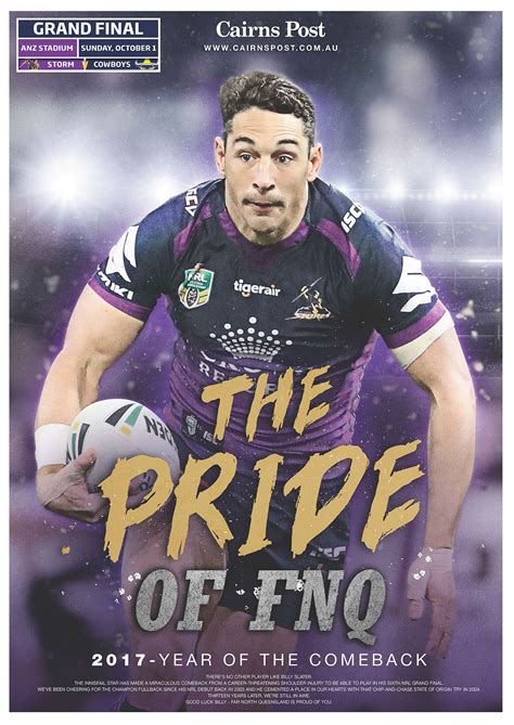 Billy SLATER 2017 NRL GRAND FINAL POSTER Printed Rugbyleague Football