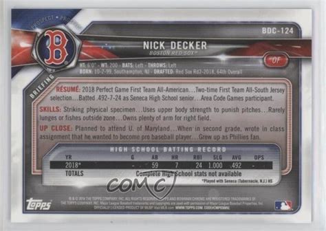 Bowman Draft Chrome Sky Blue Refractor Nick Decker Bdc