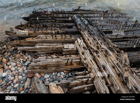 Remains Of Shipwreck Along Lake Superior Pictured Rocks National