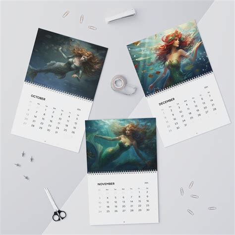 Mermaid Calendar 2024 Stunning Mystical Mermaids 12 Month Calendar Wall Monthly Calendar