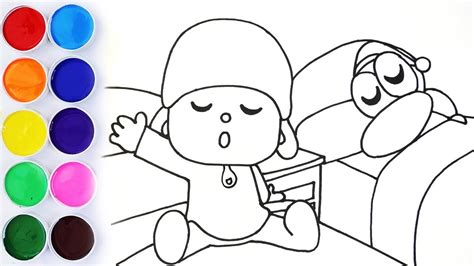 Como Dibujar y Colorear a Pocoyo y Pato Dibujos Para Niños Paso a